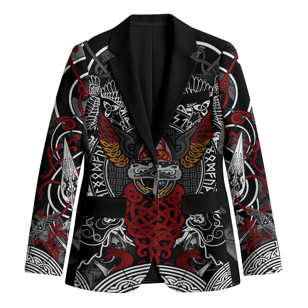 Viking Berserker and Valknut Norse Mythology Blazer Red and Black Celtic Knotwork Art