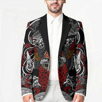 Viking Berserker and Valknut Norse Mythology Blazer Red and Black Celtic Knotwork Art