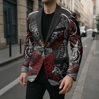 Viking Berserker and Valknut Norse Mythology Blazer Red and Black Celtic Knotwork Art