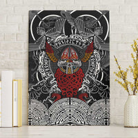 Viking Berserker and Valknut Norse Mythology Canvas Wall Art Red and Black Celtic Knotwork Art