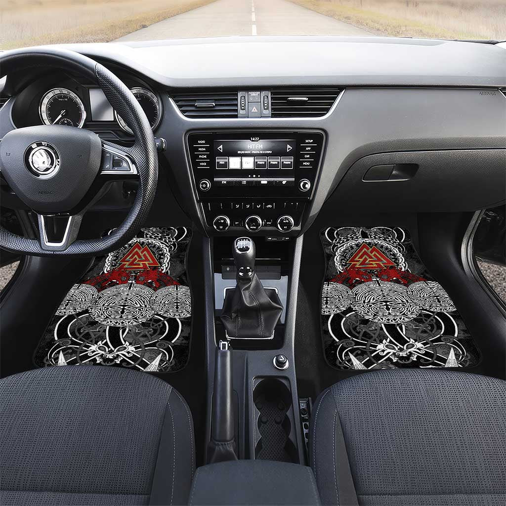 Viking Berserker and Valknut Norse Mythology Car Mats Red and Black Celtic Knotwork Art