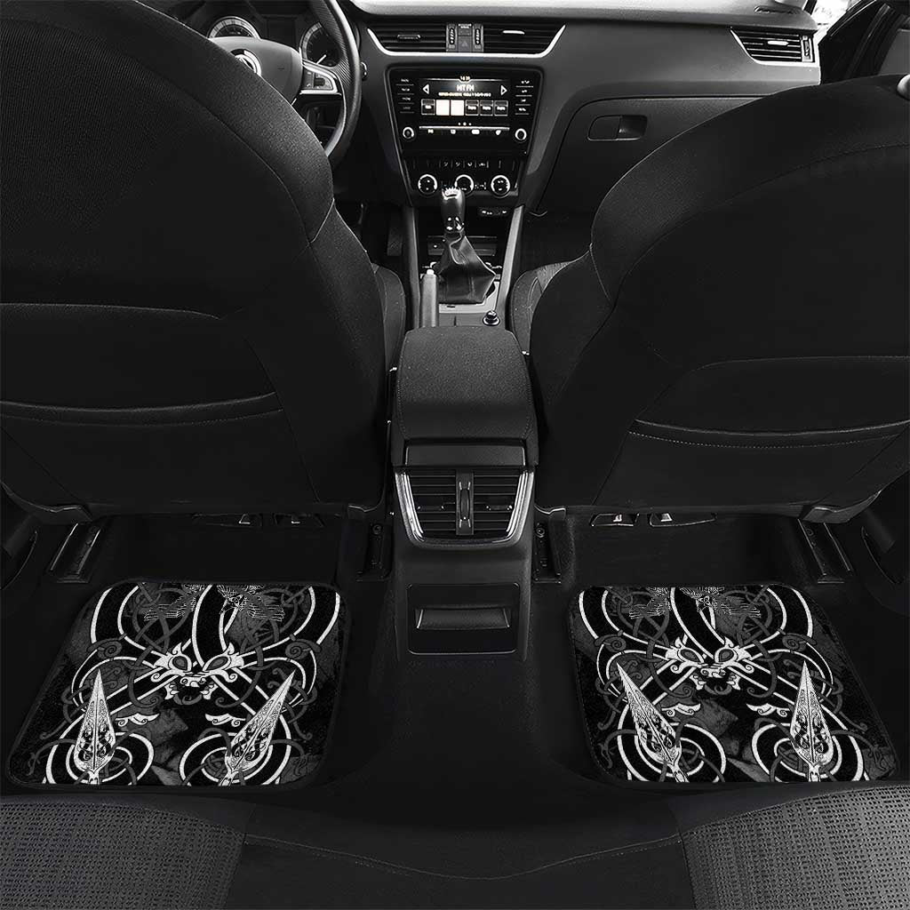 Viking Berserker and Valknut Norse Mythology Car Mats Red and Black Celtic Knotwork Art