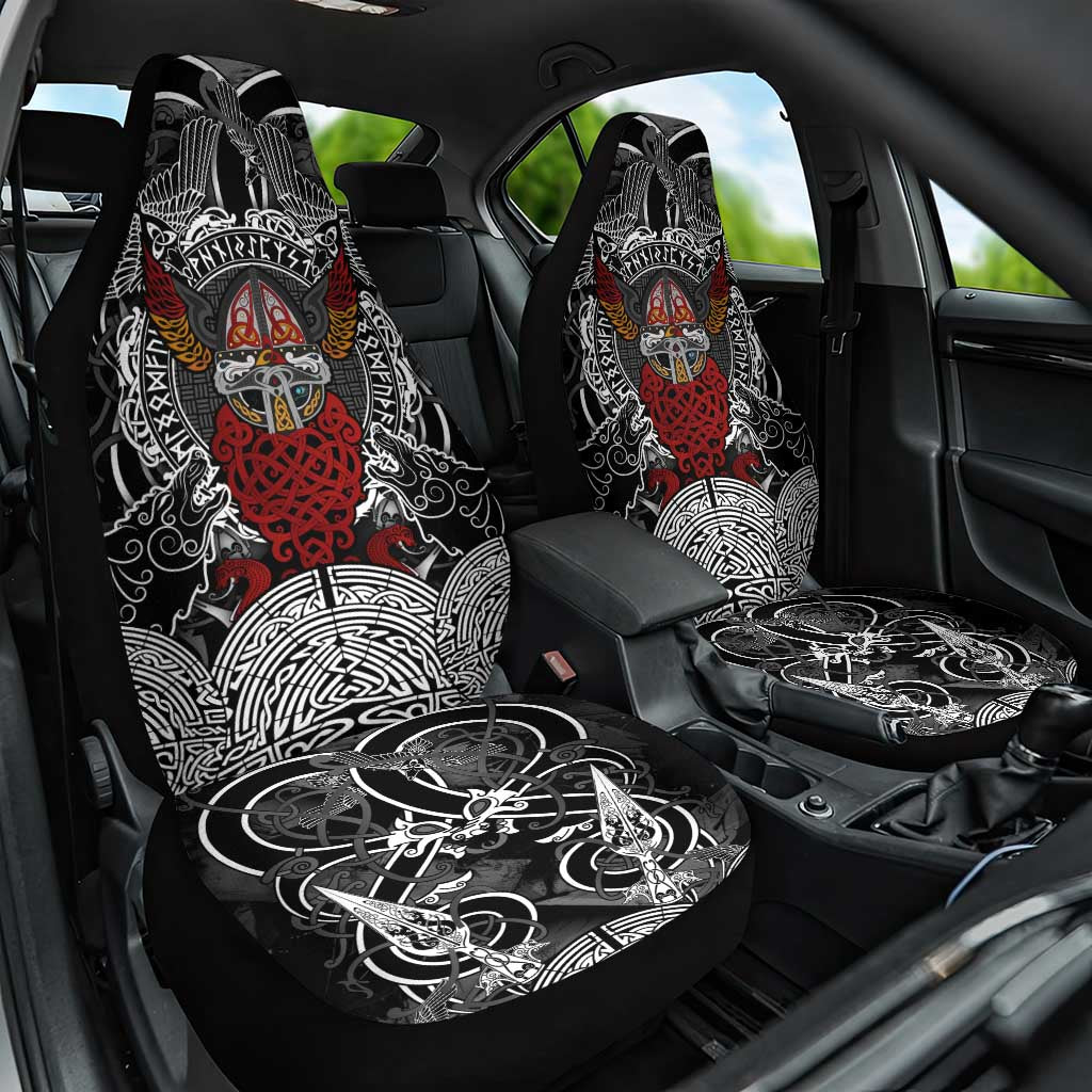 Viking Berserker and Valknut Norse Mythology Car Seat Cover Red and Black Celtic Knotwork Art