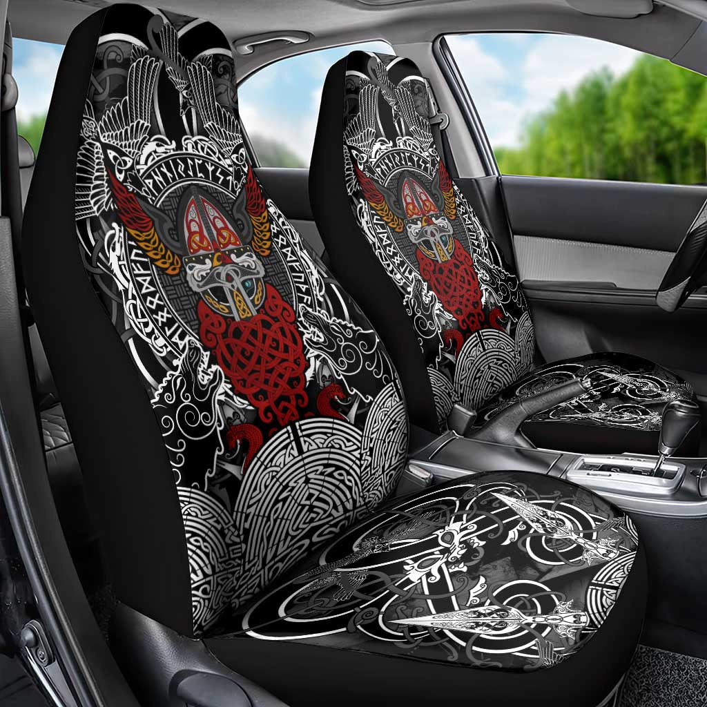 Viking Berserker and Valknut Norse Mythology Car Seat Cover Red and Black Celtic Knotwork Art