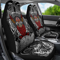 Viking Berserker and Valknut Norse Mythology Car Seat Cover Red and Black Celtic Knotwork Art