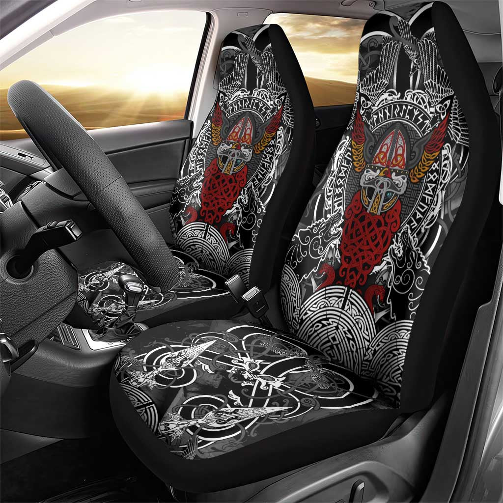 Viking Berserker and Valknut Norse Mythology Car Seat Cover Red and Black Celtic Knotwork Art