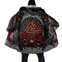 Viking Berserker and Valknut Norse Mythology Cloak Red and Black Celtic Knotwork Art