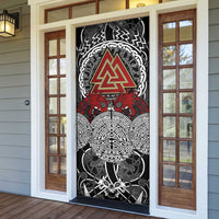 Viking Berserker and Valknut Norse Mythology Door Cover Red and Black Celtic Knotwork Art