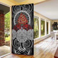 Viking Berserker and Valknut Norse Mythology Door Cover Red and Black Celtic Knotwork Art