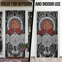 Viking Berserker and Valknut Norse Mythology Door Cover Red and Black Celtic Knotwork Art
