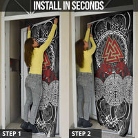 Viking Berserker and Valknut Norse Mythology Door Cover Red and Black Celtic Knotwork Art