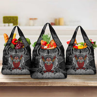 Viking Berserker and Valknut Norse Mythology Grocery Bag Red and Black Celtic Knotwork Art