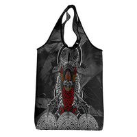Viking Berserker and Valknut Norse Mythology Grocery Bag Red and Black Celtic Knotwork Art