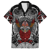 Viking Berserker and Valknut Norse Mythology Hawaiian Shirt Red and Black Celtic Knotwork Art
