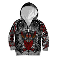 Viking Berserker and Valknut Norse Mythology Kid Hoodie Red and Black Celtic Knotwork Art