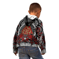 Viking Berserker and Valknut Norse Mythology Kid Hoodie Red and Black Celtic Knotwork Art