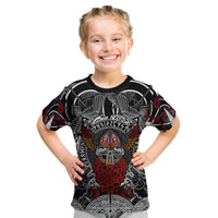 Viking Berserker and Valknut Norse Mythology Kid T Shirt Red and Black Celtic Knotwork Art