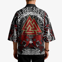 Viking Berserker and Valknut Norse Mythology Kimono Red and Black Celtic Knotwork Art