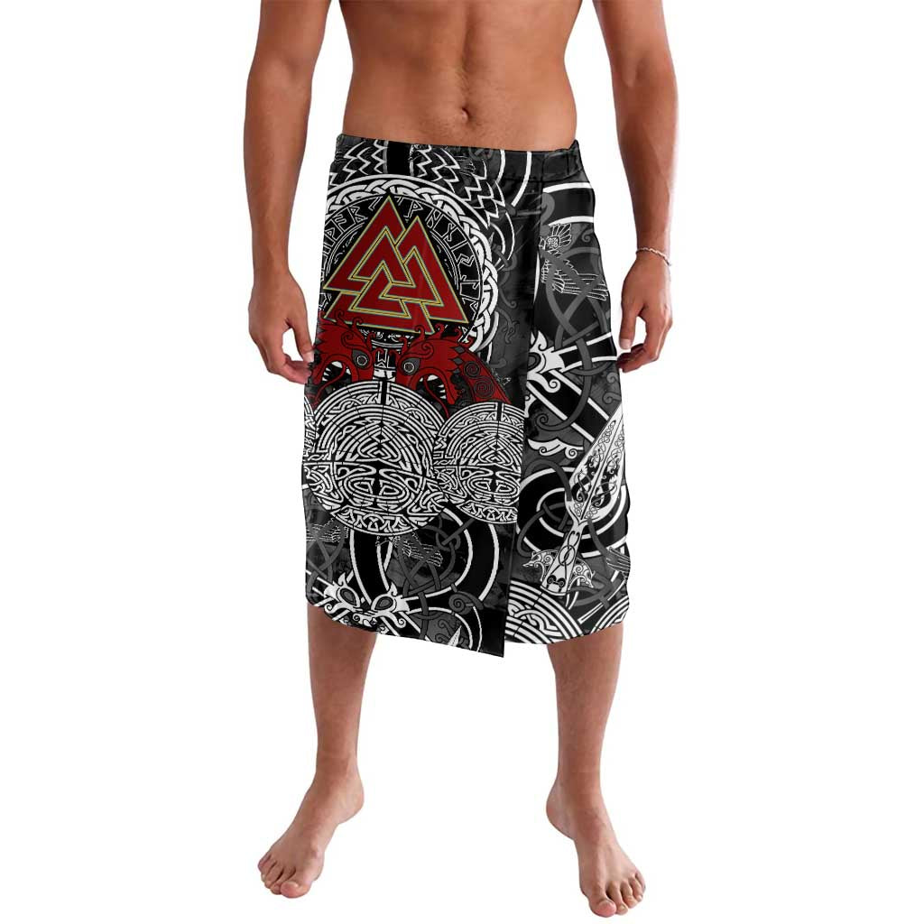 Viking Berserker and Valknut Norse Mythology Lavalava Red and Black Celtic Knotwork Art
