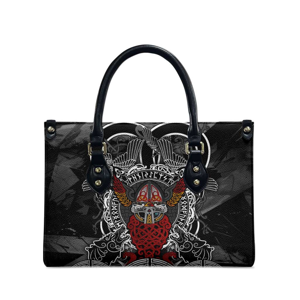 Viking Berserker and Valknut Norse Mythology Leather Bag Red and Black Celtic Knotwork Art