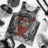Viking Berserker and Valknut Norse Mythology Men Tank Top Red and Black Celtic Knotwork Art