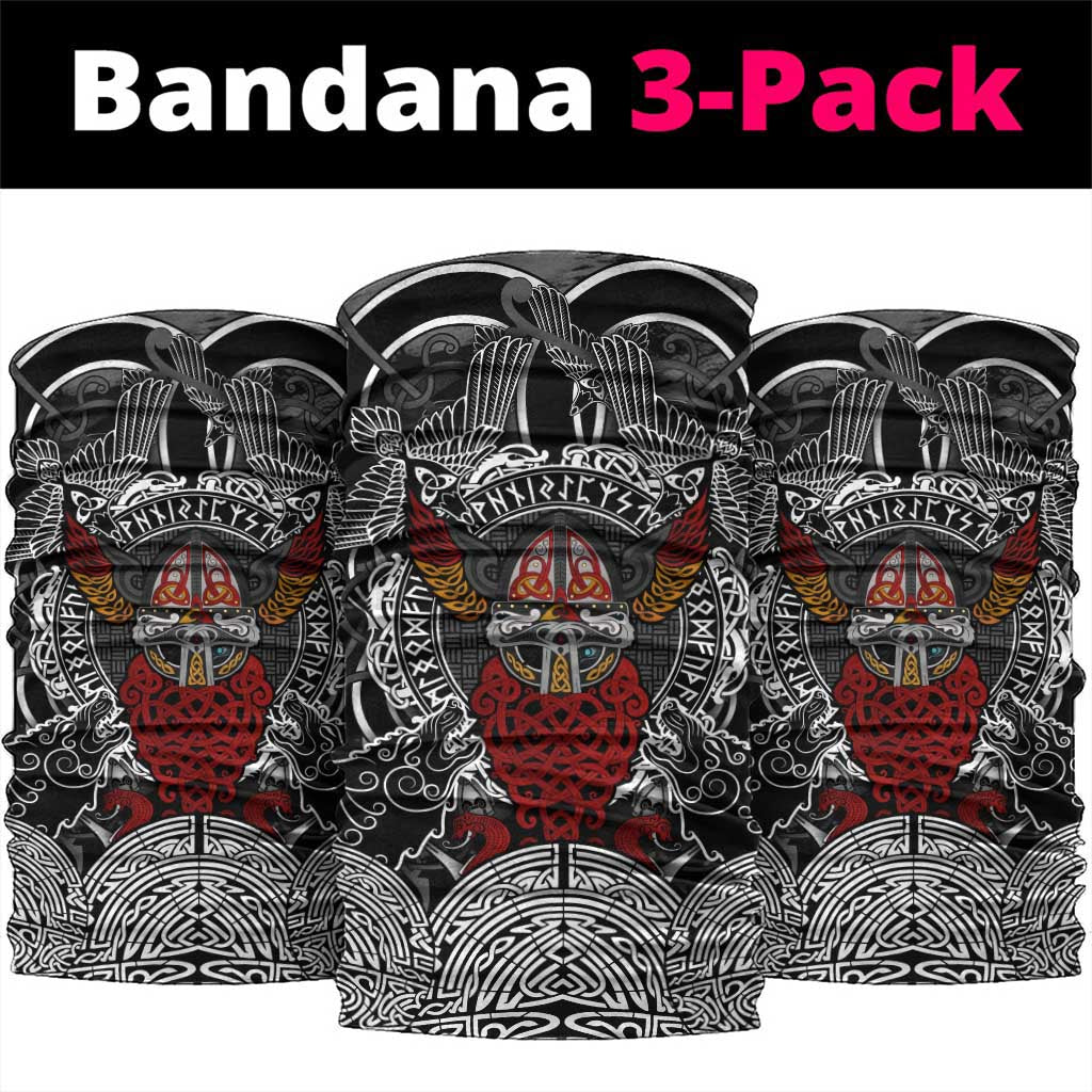 Viking Berserker and Valknut Norse Mythology Neck Gaiter Red and Black Celtic Knotwork Art