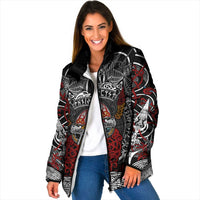 Viking Berserker and Valknut Norse Mythology Padded Jacket Red and Black Celtic Knotwork Art