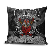 Viking Berserker and Valknut Norse Mythology Pillow Cover Red and Black Celtic Knotwork Art