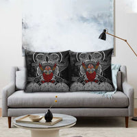 Viking Berserker and Valknut Norse Mythology Pillow Cover Red and Black Celtic Knotwork Art