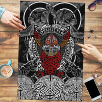 Viking Berserker and Valknut Norse Mythology Puzzle Red and Black Celtic Knotwork Art
