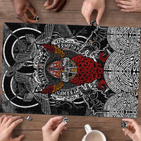 Viking Berserker and Valknut Norse Mythology Puzzle Red and Black Celtic Knotwork Art