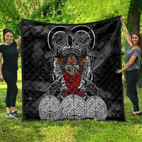 Viking Berserker and Valknut Norse Mythology Quilt Red and Black Celtic Knotwork Art