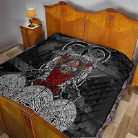 Viking Berserker and Valknut Norse Mythology Quilt Red and Black Celtic Knotwork Art