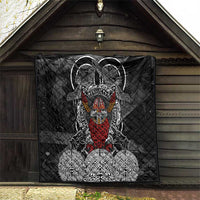Viking Berserker and Valknut Norse Mythology Quilt Red and Black Celtic Knotwork Art