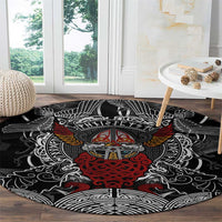 Viking Berserker and Valknut Norse Mythology Round Carpet Red and Black Celtic Knotwork Art