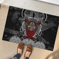 Viking Berserker and Valknut Norse Mythology Rubber Doormat Red and Black Celtic Knotwork Art