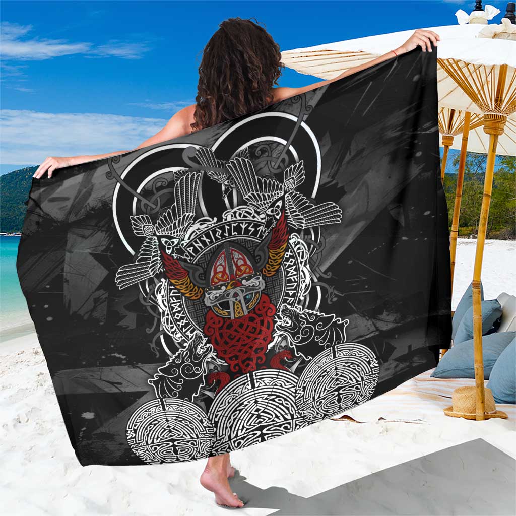 Viking Berserker and Valknut Norse Mythology Sarong Red and Black Celtic Knotwork Art