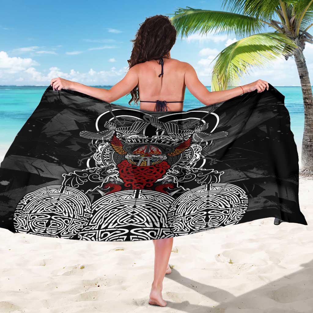 Viking Berserker and Valknut Norse Mythology Sarong Red and Black Celtic Knotwork Art