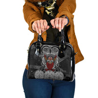 Viking Berserker and Valknut Norse Mythology Shoulder Handbag Red and Black Celtic Knotwork Art