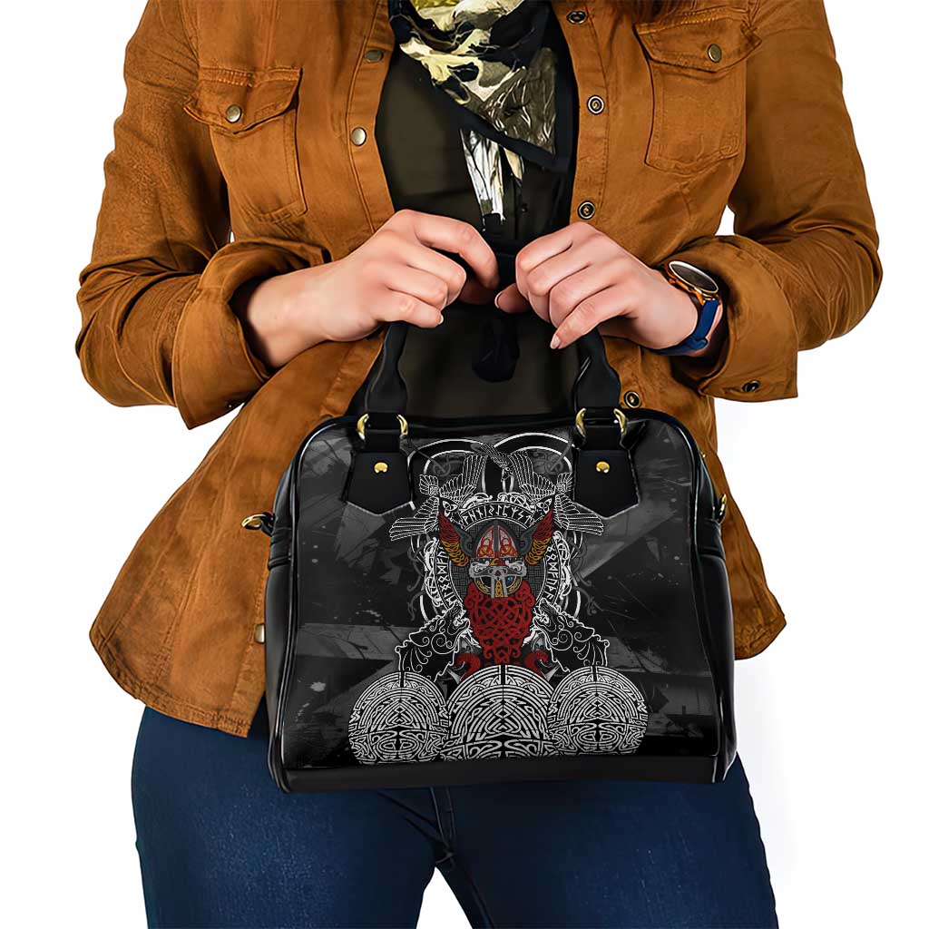 Viking Berserker and Valknut Norse Mythology Shoulder Handbag Red and Black Celtic Knotwork Art