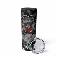 Viking Berserker and Valknut Norse Mythology Skinny Tumbler Red and Black Celtic Knotwork Art