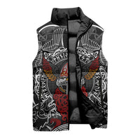 Viking Berserker and Valknut Norse Mythology Sleeveless Puffer Jacket Red and Black Celtic Knotwork Art
