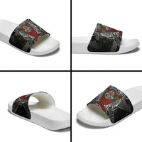 Viking Berserker and Valknut Norse Mythology Slide Sandals Red and Black Celtic Knotwork Art