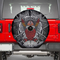 Viking Berserker and Valknut Norse Mythology Spare Tire Cover Red and Black Celtic Knotwork Art