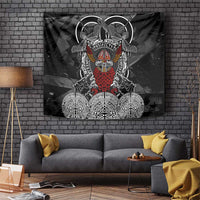 Viking Berserker and Valknut Norse Mythology Tapestry Red and Black Celtic Knotwork Art