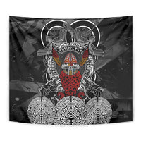 Viking Berserker and Valknut Norse Mythology Tapestry Red and Black Celtic Knotwork Art