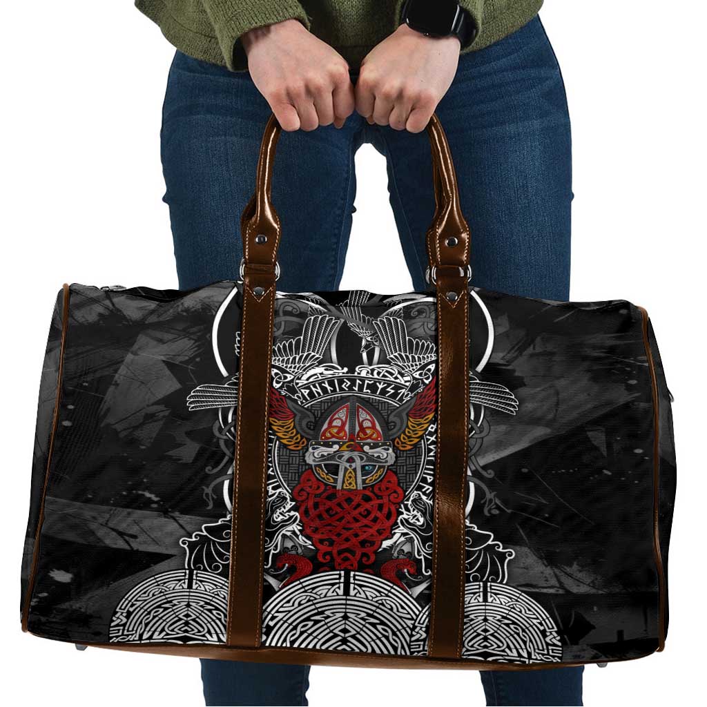 Viking Berserker and Valknut Norse Mythology Travel Bag Red and Black Celtic Knotwork Art
