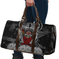Viking Berserker and Valknut Norse Mythology Travel Bag Red and Black Celtic Knotwork Art