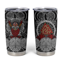 Viking Berserker and Valknut Norse Mythology Tumbler Cup Red and Black Celtic Knotwork Art