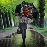 Viking Berserker and Valknut Norse Mythology Umbrella Red and Black Celtic Knotwork Art